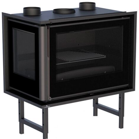 Insert à bois 2 faces ventilé canalisable - BRONPI Paris 70 EI 11 kW Sans kit air - Porte fonte - avec vitre sérigraphiée