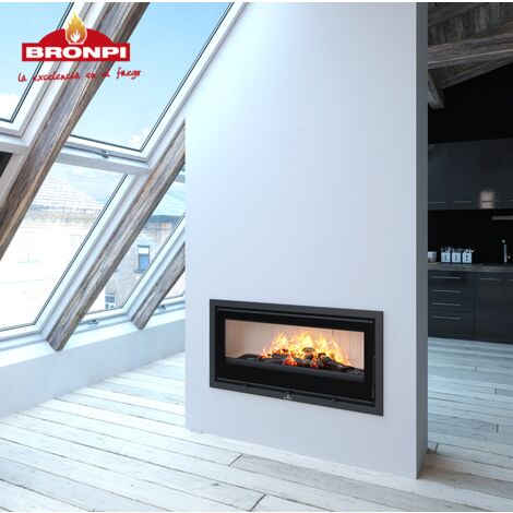 Insert à bois canalisable raccordable - BRONPI Cairo 90 13 kW  Sans kit ventilation - Foyer en céramique