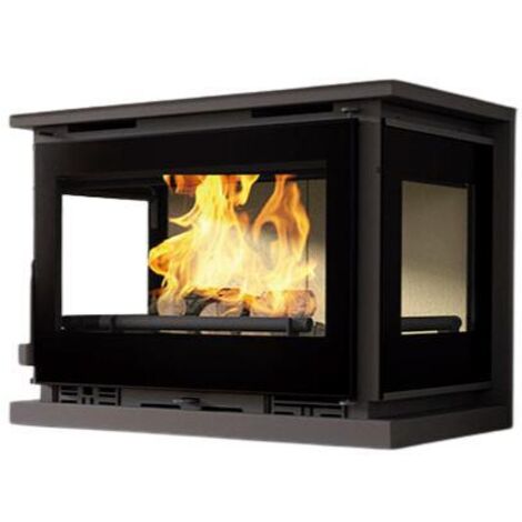 Fm Calefaccion – Insert cheminée acier 12,6/16,8kW – Rendement 75% – Sortie fumées 150mm – Double combustion – Verre sérigraphié résistant 750ºC