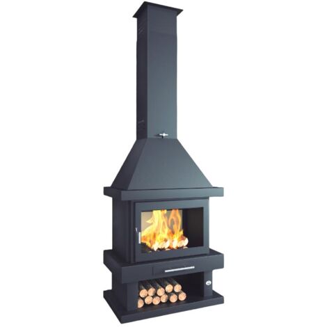 Fm Calefaccion – Cheminée à bois C-200 14,5kW – Acier double paroi – Foyer en vermiculite – Système de double combustion – Volume chauffé 373 m³