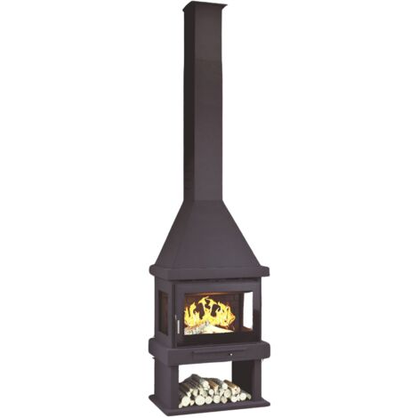 Fm Biomasa – Cheminée à bois panoramique C303 10,4kW – Double combustion – Rendement 79% – Volume de chauffe 295 m³ – Diamètre sortie 200mm