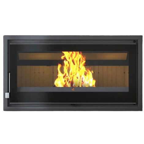 Fm Calefaccion – Insert cheminée à bois ventilé silencieux 14.5 kW – Système de triple combustion – Raccordable à l'air – Volume de chauffe 390 m3