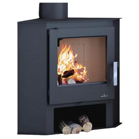Bronpi – Poêle à bois d'angle LERMA 9 kW – Puissance 8.7 kW – Volume de chauffe 225 m³ – Rendement 82% – Sortie des fumées 150 mm