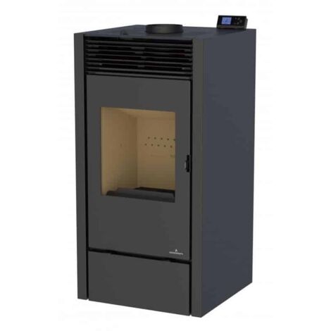 Poêle mixte hybride ventilé bois granules - BRONPI Hybrid 10 kW  Version acier complet