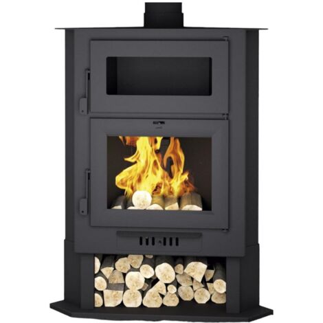 Fm Calefaccion – Poêle à bois d'angle en acier avec four supérieur – Longueur bûche 55 cm – Puissance 15,1 kW – Rendement 74 % – Émissions de CO 0,09 %