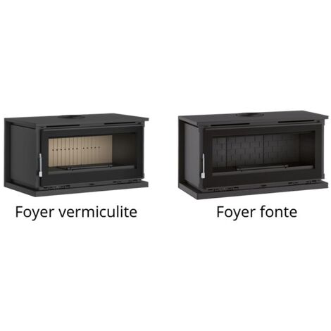 Poêle à bois ventilé raccordable - FIREMATIC Vancouver 13.3 kW  Sans kit air - Foyer en fonte - Sans vitre ROBAX NightFlame (1/3)