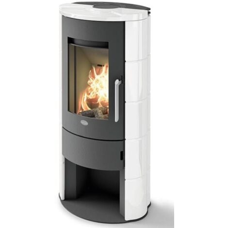 Poêle a bois étanche en céramique - EVACALOR Marica 8 kW  Blanc