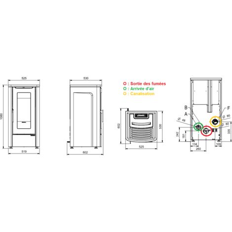 Poêle à granules canalisable - EXTRAFLAME Dahiana Plus VFS 10 kW  Bordeaux