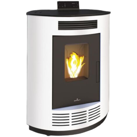 Poêle à granulés d'angle - BRONPI Nina 9 kW  Blanc