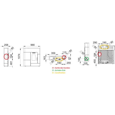 Poêle à granulés extra-plat option canalisable - BRONPI CLARA 11 kW  Sans KIT de canalisation