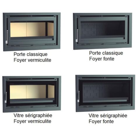Insert à bois ventilé canalisable - FIREMATIC Mora 13.3 kW  Foyer en fonte - Porte fonte - avec vitre sérigraphiée