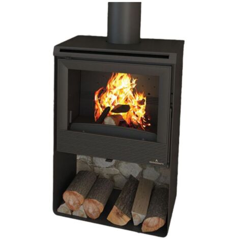 Bronpi – Poêle à bois ventilé 9,5 kW CROACIAT – Foyer fonte et acier – Ventilation intégrée – Rendement 81% – Pour bûches jusqu'à 47 cm