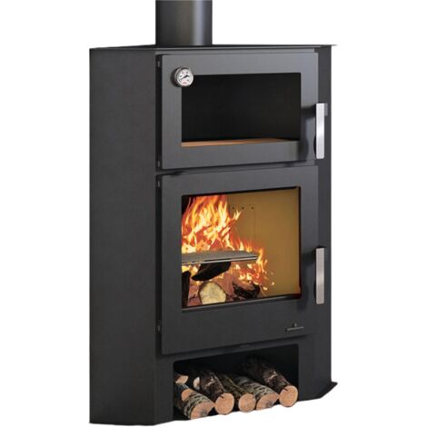 Poêle à bois d'angle avec four - BRONPI Lerma - H 9 kW  Avec kit four inox