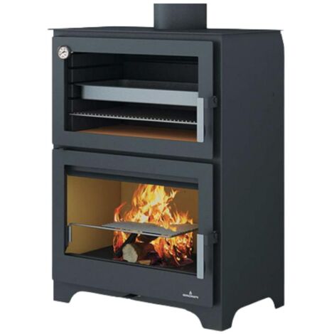 Poêle à bois raccordable avec four - BRONPI Murano 14 kW  Avec kit air - Sans kit four inox