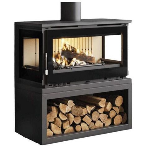 Poêle à bois raccordable 3 faces - FIREMATIC Calgary - L 13.5 kW