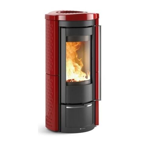 Poêle à bois en céramique raccordable - LA NORDICA Liu 7.5 kW  Bordeaux