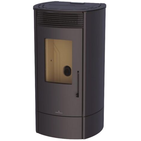 Poêle à granulés étanche option canalisable - BRONPI Trebol 8 kW  Noir - Foyer en vermiculite - Avec KIT de canalisation