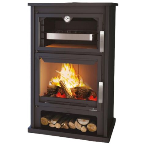 Poêle à bois raccordable avec four - BRONPI Suiza 14 kW  Sans kit air - Avec kit four inox