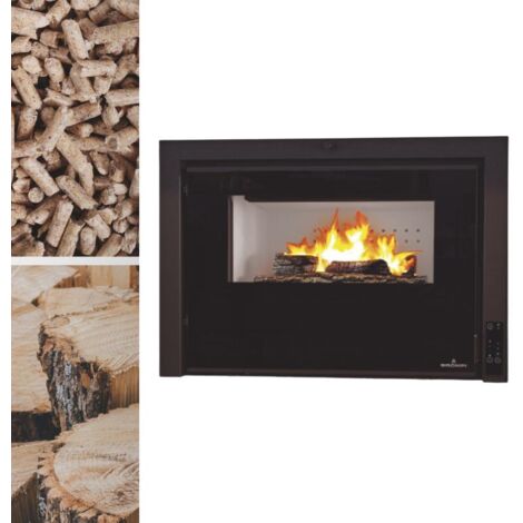 Bronpi – Insert cheminée mixte bois granulés 9 kW – Foyer en FIRETEK – Autonomie 5 à 10h – Volume de chauffe 275 m³ – Kit Wi-Fi inclus (1/5)