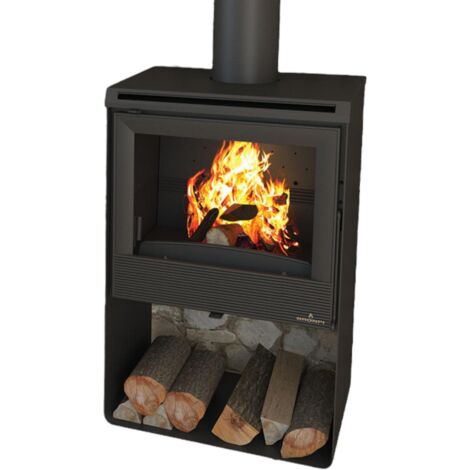 Bronpi – Poêle à bois ventilé silencieux 9.5 kW – Système triple combustion – Raccordable avec kit air – Volume de chauffe 238 m³