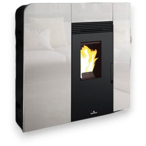 Poêle à granulés extra-plat option canalisable - BRONPI Cleo 11 kW  Avec KIT DROIT et KIT GAUCHE de canalisation