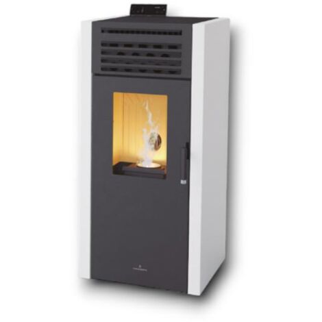 Poêle à granulés option canalisable - BRONPI Adel 13 kW Blanc - Avec module wifi - Avec KIT DROIT de canalisation (1/4)