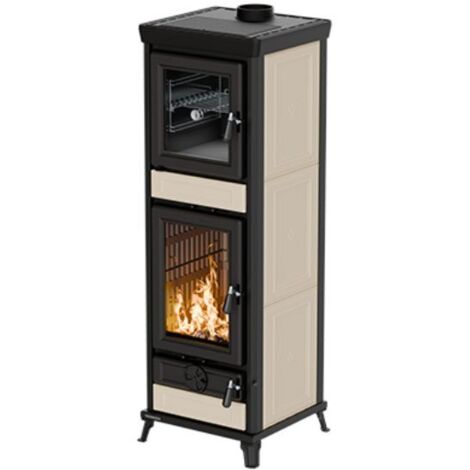 Poêle à bois avec four - THERMOROSSI Anna Evo5 Maiolica 12.5 kW  Beige