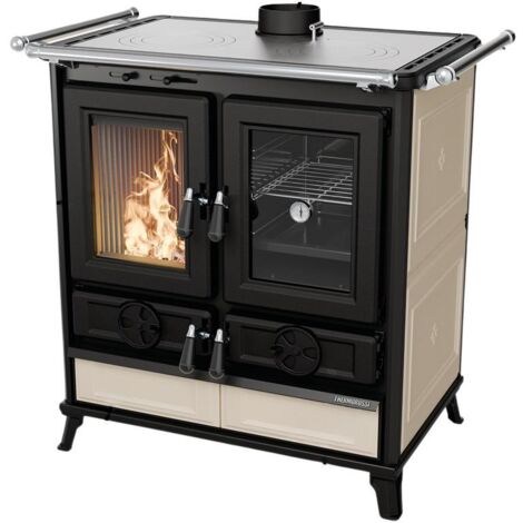 Cuisinière à bois en céramique - THERMOROSSI Violetta Evo 8.2 kW  Ivoire - Avec 1 barre latérale