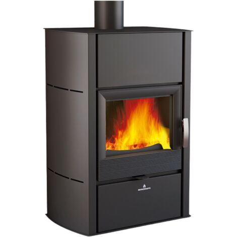 Bronpi – Poêle à bois bouilleur raccordable 15 kW – Système triple combustion – Rendement 84 % – Volume de chauffe 375 m³ – Évacuation des fumées 150 mm - PLUS 15 KW