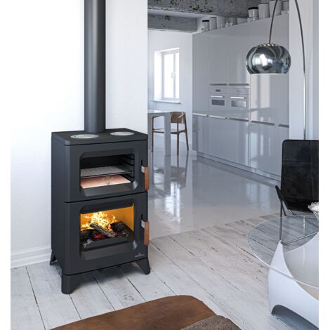 Cuisinière à bois raccordable - BRONPI Hilton-C 14 kW  Sans kit air - Sans kit four inox