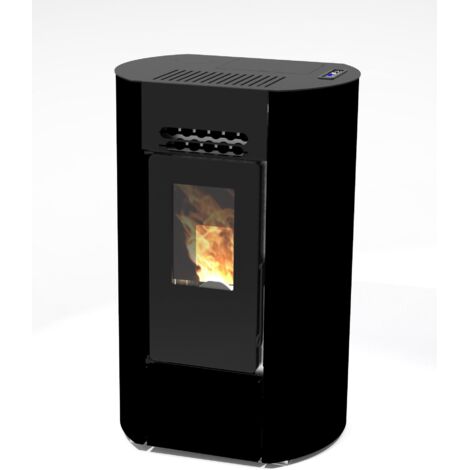 Poêle à granulés oval étanche - FIREMATIC O9 Noir - Sans module wifi - Sans kit ventouse