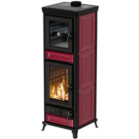 Poêle à bois avec four - THERMOROSSI Anna Evo5 Maiolica 12.5 kW  Bordeaux