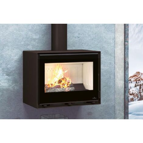 Poêle à bois suspendu - BRONPI Cairo 70 Box 12 kW Foyer en vermiculite - Avec kit ventilation