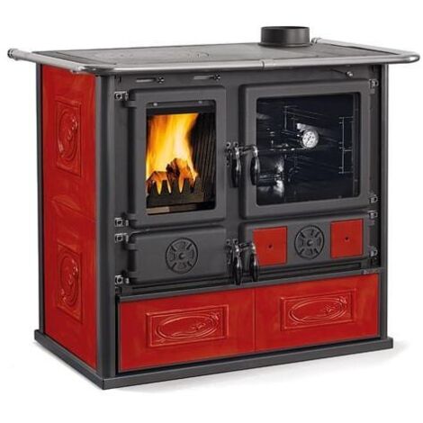 Cuisinière à bois raccordable - LA NORDICA Rosa 5.0 Ceramica 8.8 kW Bordeaux (1/2)