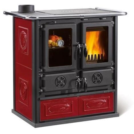 Cuisinière à bois raccordable - LA NORDICA Rosetta Sinistra 5.0 Ceramica 7.9 kW  Bordeaux (1/3)