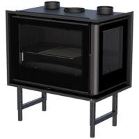 Insert à bois 2 vitres ventilé canalisable - BRONPI Paris 70 ED 11 kW Sans kit air - Porte fonte - avec vitre sérigraphiée