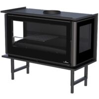 Insert à bois 3 vitres ventilé canalisable - BRONPI Paris 90 3C 13 kW Sans kit air - Porte fonte - avec vitre sérigraphiée
