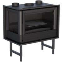 Insert à bois 2 vitres ventilé canalisable - BRONPI Paris 70 EI 11 kW Avec kit air - Porte fonte - sans vitre sérigraphiée