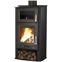 Bronpi – Cuisinière à bois 12 kW TUDELA – Four intégré avec brique réfractaire – Rendement 84% – Pour bûches jusqu'à 45 cm