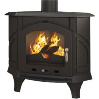 Bronpi – Poêle à bois d'angle en fonte ALTEA 12 kW – Double combustion – Sortie supérieure – Longueur max bûche 40 cm – Classe énergétique A+