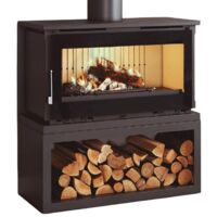 Fm Calefaccion – Poêle à bois raccordable 13.3 kW – Système double combustion – Évacuation des fumées supérieure – Volume de chauffe 360 m3