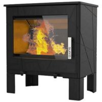 Supra – Poêle à bois étanche en fonte 7.3 kW – Double combustion – Évacuation des fumées supérieure – Pour bûches jusqu'à 40 cm