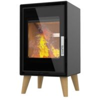 Supra – Poêle à bois étanche 4.8 kW – Surface de chauffe 48 à 105 m² – Rendement 77.6 % – Évacuation des fumées supérieure/arrière