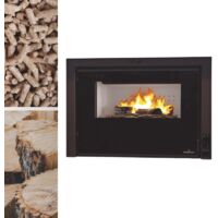 Bronpi – Insert cheminée mixte bois et granulés 9 kW – Foyer en vermiculite – Autonomie jusqu'à 10h – Pour volumes jusqu'à 275 m³