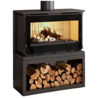Fm Calefaccion – Poêle à bois raccordable 12.6 kW – Évacuation des fumées supérieure – Prise d'air directe – Longueur bûche 62 cm – Rendement 81%