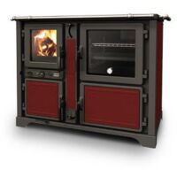 Thermorossi – Cuisinière à bois 11.1 kW – Revêtement céramique – Four avec thermomètre – Pour chauffage central jusqu'à 300 m²