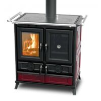 Cuisinière à bois en céramique - THERMOROSSI Violetta Evo 8.2 kW Bordeaux - Avec 2 barres latérales