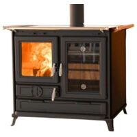 Thermorossi – Cuisinière à bois en fonte 12.1 kW – Fours indépendants 400°C et 350°C – Plaque de cuisson en fonte – Technologie Panepizza
