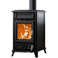 Thermorossi – Poêle à bois en fonte 10.8 kW – Rendement 87.6% – Sortie des fumées supérieure – Longueur max de bûche 33 cm – Pour bois dur