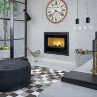Insert à bois ventilé raccordable - BRONPI Cairo 70 12 kW Sans kit air - Foyer en vermiculite - CAIRO I - Avec interrupteur simple - Sans cadre
